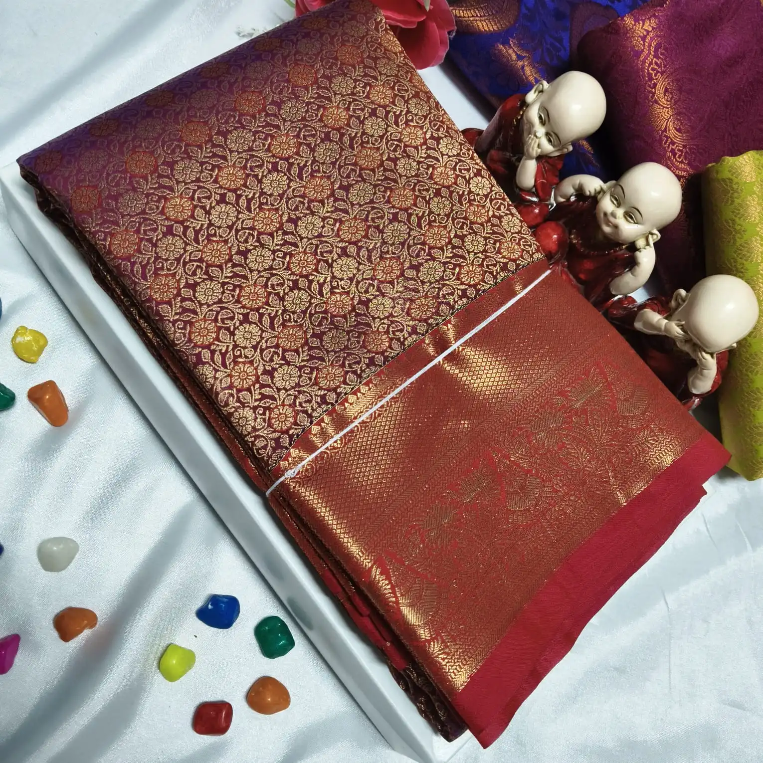 Vastharakala Allover Floral Brocade Soft Silk Saree